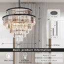 Luxury 6-Tier Round K9 Crystal Chandelier, Black Finish 26 Inch Diam Ceiling Light, Classic Elegant Chandelier with Crystal Piece, Lighting Fixture for Hallway, Bedroom, Living Room by CozyNest Decor