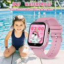 Kids Smart Watch Gift for Girls Ages 3-12, IP67 Waterproof, 32 Puzzle Games, HD Touchscreen Dual Camera Vedio Pedometer Music Player, Kids Watch Toy Birthday Gifts for Girls Ages 5 6 7 8 9 10 (Pink) by TinyTreasures Baby Boutique