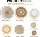 7 Pack Boho Wall Basket Decor - Seagrass Rattan Wicker Wall Decor Round Handmade Hanging Rustic Flat Elegant Wall Art for Farmhouse Living Rooms Bedrooms Display Table Settings Kitchen Home by CozyNest Decor