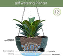 12 Inch Hanging Baskets 2 PC with Chains, Self-Watering Hanging Planters for Indoor Outdoor Plants, Plastic Hanging Flower Pots, Black with Green Speckles by CozyNest Decor