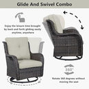 Wicker Outdoor Furniture Patio Furniture Set - 6 Piece Patio Conversation Set with Swivel Rocker Chairs, Loveseat Sofa, Ottomans and Coffee Table, Beige Cushion by GreenHaven Gardens
