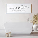 Wash Your Worries Away Wall Art Sign 32"×12" Laundry Room Large Wood Framed Restroom Toilet Wall Decor Hanging (Wood) by CozyNest Decor