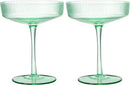Ribbed Coupe Cocktail Glasses 8 oz | Set of 2 (Green)