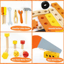 KIDWILL Wooden Tool Bench for Kids, 54-Piece Kids Tool Set with 2-in-1 Workbench & Take-Along Tool Kit, STEM Educational Toy Tools for Kids Ages 3 4 5 6 7 8 Years Old, Boy Toys by TinyTreasures Baby Boutique