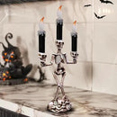 TURNMEON 2 Pack Halloween Candelabra with LED Flame Less Candles Holder Battery Operated Flickering Lights Skull Candles for Halloween Decorations Indoor Home Table Mantel Party Haunted Mansion Decor by CozyNest Decor
