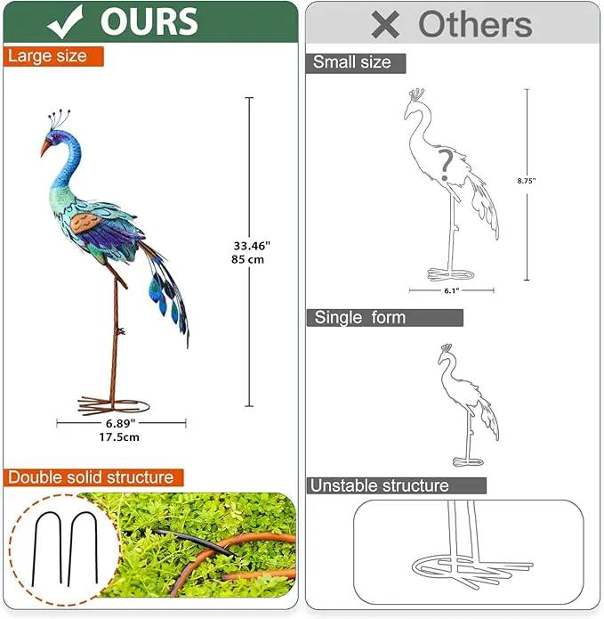 Nacome Metal Peacock Statues for Garden Decor: Outdoor Sculptures Clearance Lawn Ornaments for Patio Balcony Front Backyard - Unique Gifts for Grandma Mom, photo 3 of 6