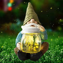 Solar Firefly Jar Gnome Waterproof- Large Garden Gnome Funny Solar Outdoor LED Lights Resin Statues 10.6" Lantern Figurines Decorations Birthday Gifts for Mom Women - Unique Housewarming Gifts by CozyNest Decor