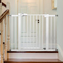 Babelio Metal Baby Gate, 29-43" Auto Close Easy Install Pet Gate, Extra Wide Walk Thru Child Safety Gate, 30" Tall Pressure Mounted Dog Gate for Doorways & Stairs, White by TinyTreasures Baby Boutique