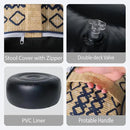Outdoor Inflatable Ottoman with Air Pump, Embroidery Patio Footrest Stool D21”x H9”, Round Pouf Ottoman with Portable Handle Suitable for Garden, Camping, Bedroom, Living Room by CozyNest Decor