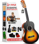 Pyle Beginner Acoustic Guitar Kit, 3/4 Junior Size All Wood Instrument for Kids, Adults, 36" Sunburst Teardrop Matte by TinyTreasures Baby Boutique