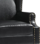UIXE PU Leather High Back Accent Chair, Upholstered Armchair for Living Room, Retro Wingback Arm Chair Nailhead Trim Single Sofa Bedroom Reading Seat with Solid Wood Legs - Black by CozyNest Decor