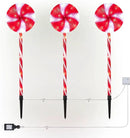 Alpine Corporation 28" H Outdoor Candy Cane Yard Stakes with Red and White LED Lights (Set of 3), Christmas Decoration by GreenHaven Gardens
