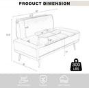 Sofa,Bed Bench,Small Spaces Furniture,Polyurethane Leather,Wood Frame,High Density Sponge Infillings,360-Degree Swivel Tray,Black Metal Leg (Beige) by CozyNest Decor