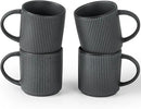 famiware Coffee Mug Set for 4, Star 12 oz Catering Mugs Cup Set with Handle for Coffee, Tea, Cocoa, Milk - Ceramic Stoneware Drinkware Set, Matte Dark Charcoal by CozyNest Decor
