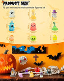 72 Pcs Halloween Mini Resin Animals Figures Kit - Luminous Tiny Resin Figurines Accessories, Glow in The Dark Miniature Ghost Figurines for Halloween Party, Micro Landscape, Tabletop Decor by CozyNest Decor