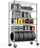 Steel Storage Shelving 6-Tier Utility Shelving Unit with Wheels, Steel Organizer Wire Rack for Home,Kitchen,Office,Garage,17.7" D x 47.2" W x 76.7" H by CozyNest Decor