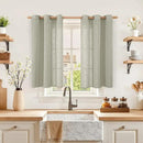 LAMIT Short Linen Curtains 40 Inch Length, Sage Grey Small Window Semi Sheer Drapes Light Filtering Bronze Grommet Neutral Panels for Cafe/Basement, 2 Panels Set, 34 x 40 Inch by CozyNest Decor