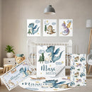 Custom Baby Crib Bedding Set, 5 Pcs Personalized Name Baby Crib Sets for Infant Toddler, Blue Dinosaur Nursery Bedding Set for Baby Boy, Double Layer Baby Bedding Sets Customized Gifts by TinyTreasures Baby Boutique