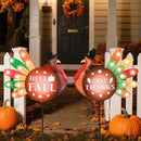 2 PCS Happy Fall Yard Signs Metal Thanksgiving Decorative Garden Stakes with Led Light Turkey Give Thanks Yard Stakes Fall Harvest Lawn Garden Lawn Pathway Decor by CozyNest Decor