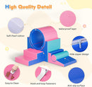 Lischwert Foam Climbing Blocks for Toddlers 1-3, 5pcs Soft Play Set with Tunnel Crawling Exploration Toys, Indoor Infant Safe Blocks for Baby Gym & Toddler Playground - Blue Pink by TinyTreasures Baby Boutique