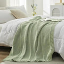Amélie Home Chenille Knit Throw Blanket for Couch, Chevron Texture Decorative Soft Blanket for Sofa, Bed & Chair, 50"x60", Sage Green by CozyNest Decor