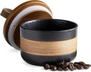 Small Ceramic Jar with Lid, Coffee Container Kitchen Food Storage Jars for Spice Sugar Tea Bag Matcha Container Airtight, Stacairtightkable Decorative Jars for Countertop, Black & 5oz by CozyNest Decor