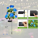 1 Pack Solar Garden Lights Outdoor, 7-Flower Rose Solar Lights for Yard, LED Solar Powered Stake Lights for Patio Pathway Lawn Fence Cemetery, Blue by GreenHaven Gardens