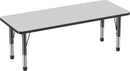 FDP Rectangle Activity School and Classroom Kids Table (24 x 60 inch), Chunky Toddler Legs, Adjustable Height 15-24 inches - Gray Top and Black Edge by CozyNest Decor