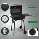 VINGLI Barrel Charcoal Grill with Side Table, BBQ Grill Outdoor Smoker Grill with Wheels for Party Garden Patio and Backyard Cooking by GreenHaven Gardens