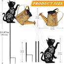 Solar Lights Outdoor Decorative, Watering Can with Cascading Lights, with Cat Silhouette Garden Stakes, Waterproof Metal Garden Decor for Yard Art, Outside, Patio, Lawn Ornaments by GreenHaven Gardens