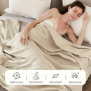 EMME Cotton Blanket Queen Size for Bed Soft Muslin Bed Blankets 90"x90" Lightweight Breathable Bedspread Coverlet All Season Gauze, Light Tan by CozyNest Decor
