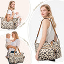 Diaper Bag Tote, Large Baby Diaper Bags for Travel, Hospital Bag for Labor Delivery with Pacifier Case, Changing Pad, Shoulder Strap, Leopard Print by TinyTreasures Baby Boutique