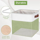Collapsible Fabric Storage Cubes 11x11 Cube Storage Bins, 4 Pack Closet Baskets Box with Handles for Organizing, Shelf, Toys, Clothes, Home, Office, Nursery (Green&White) by CozyNest Decor