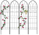 4 Pack Metal Garden Trellis 78.7" H Garden Fence Rustproof Trellis for Climbing Plants Support Roses Flower Outdoor Lawn Black by GreenHaven Gardens