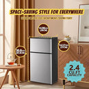 2.4 Cu.ft Mini Fridge Small Refrigerator with Freezer Dual Door Dorm Fridge for Personal Senven Temp Gear Suit for Apartment, Bedroom, Rv Silver by CozyNest Decor