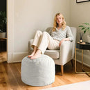 Round Stuffed Pouf Ottoman, Foot Stools Ottoman,Corduroy Poufs with Foam Chunk Filling, Furry and Fluffy Storage Ottomans, 20 X 15 Floor Poufs Foot Rest for Living Room by CozyNest Decor
