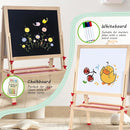 Foldable Kids Painting Easel Double Sided Chalkboard & Magnetic Whiteboard Wooden Art Easel Adjustable Height with Accessories Gift for Toddlers and Kids Ages 3-8 by TinyTreasures Baby Boutique