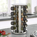 Kamenstein 20 Jar Revolving Countertop Spice Rack with Spices Included, FREE Spice Refills for 5 Years, Polished Stainless Steel with Black Caps, 30020 by CozyNest Decor
