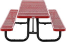 Global Industrial 8’L Rectangular Picnic Table, Expanded Metal, Red Thermoplastic Coating, Attached Benches, 1-1/2” Umbrella Pole Hole, Outdoor-Rated, 1000 lb Capacity, 96” x 30” Tabletop by GreenHaven Gardens