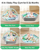 dearlomum 4-in-1 Tummy Time Mat,Baby Activity Play Mat,Newborn Play Baby Mats for Floor with 6 Infant Learning Sensory Baby Toys, Toddler Motor Skill Development,Babies Ball Pit with 18 Ocean Balls by TinyTreasures Baby Boutique
