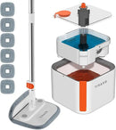 Mop and Bucket Set, Spin Mop with Self Seperates Dirty Water System, Square Mops for Floor Cleaning, 360 Rotating Foldable Standing Mop Head, Versatile Mops for Walls (Mop Bucket with 6 Pads) by CozyNest Decor