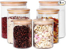 Glass flour Jars with Airtight Lids, 6 Pack Sugar and Flour Salt Containers Set, Extra Large Glass Rice Jar with Bamboo lid for Kitchen, Brown Suger, Beans, Groub Coffee (100OZ/54OZ/27OZ) by CozyNest Decor