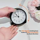 Small Desk Analog Alarm Clock Battery Powered Mini Metal Nightstand Shelf Clock with Light Side Table Decor Mid Century Cute Alarm Clock for Heavy Sleepers Bedrooms Desktop Living Room Bathroom by CozyNest Decor