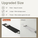12 Inch Deep Floating Shelves, Black Floating Shelves 48W x 12D, Deep Wall Shelves Bracket Set of 2, Large Display Hanging Floating Shelf for Bathroom, Living Room, Wide Storage Wooden Wall Shelf by CozyNest Decor