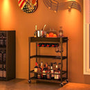 Bar Cart Serving Wine 3 Tier Home Rolling Rack with Wheels Mobile Kitchen Industrial Vintage Style Wood Metal Serving Trolley Serving Cart, Drink Cart for Living Room Kitchen by CozyNest Decor
