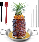 Fengzhe Al Pastor Skewer for Grill: Extra Large 13" Stainless Steel Vertical Skewer, Brazilian Spit Stand with 4 Spikes, 2 Brushes, for Tacos Al Pastor, Shawarma, Kebabs, with Fat Separator Tray by GreenHaven Gardens