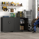 Metal Storage Cabinet with Wheels,Lockable Steel Rolling Storage Cabinet with 2 Doors for Garage,Home Office,Assembly Required,Black by CozyNest Decor