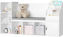 MU Kids Bookshelf with Reading Nook, Toddler Bookcase Bench with Seat Cushion and 7 Storage Cubbies, Kids Reading Nook for Boys & Girls, Toy Storage Bench Box for Bedroom, Playroom, Nursery, White by TinyTreasures Baby Boutique