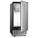 EUHOMY 15" W Commercial Under Counter Ice Maker Machine, 90 Lb/Day Auto-Cleaning & 24H Timer, Gravity Drainage,Stainless Steel Built-in Freestanding Ice Maker, 24 Lb Bin, Ideal for Commercial & Home
