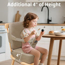 Toddler Booster Seat for Kitchen Chair, 2-in-1 Dining Table Booster Seat with Backrest & Adjustable Straps – Easy-Clean, PU Portable Toddler Eating Travel Increasing Cushion - Dark Coffee by TinyTreasures Baby Boutique